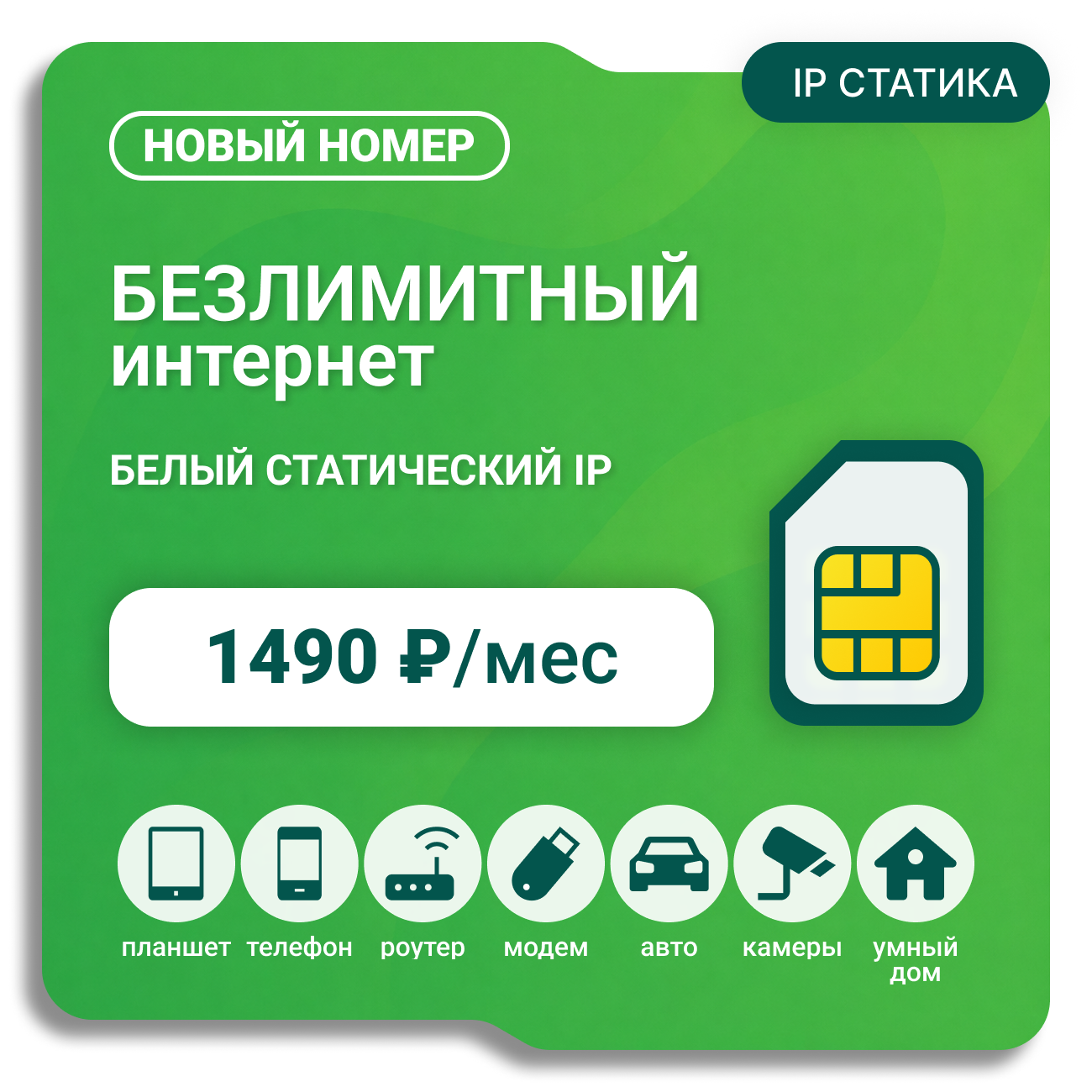SIM-карта Мегафон Бизнес 1490 (Cтатический IP) (саморегистрация)