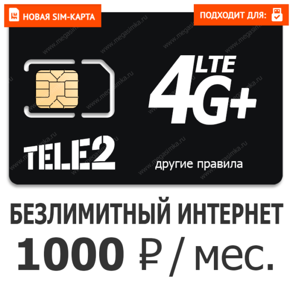 SIM-карта ТЕЛЕ2 Бизнес 2XL 1000 (саморегистрация)